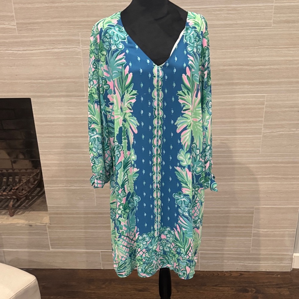 Lilly Pulitzer  Blue and Green Tropical Dress
